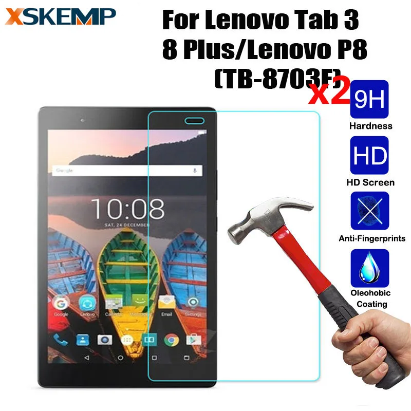 

XSKEMP 2Pcs/Lot Tempered Glass Screen Protector For Lenovo Tab 3 8 Plus/Lenovo P8(TB-8703F) Tablet Safety Protective Guard Film