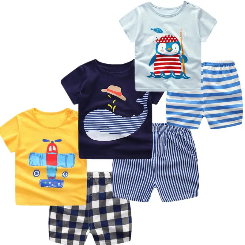 

2019 Kids Baby Girls Boys Clothing Set Summer Short Sleeve Cotton Infant Newborn Toddler Clothes Suit Outerwear T-shirts+pant