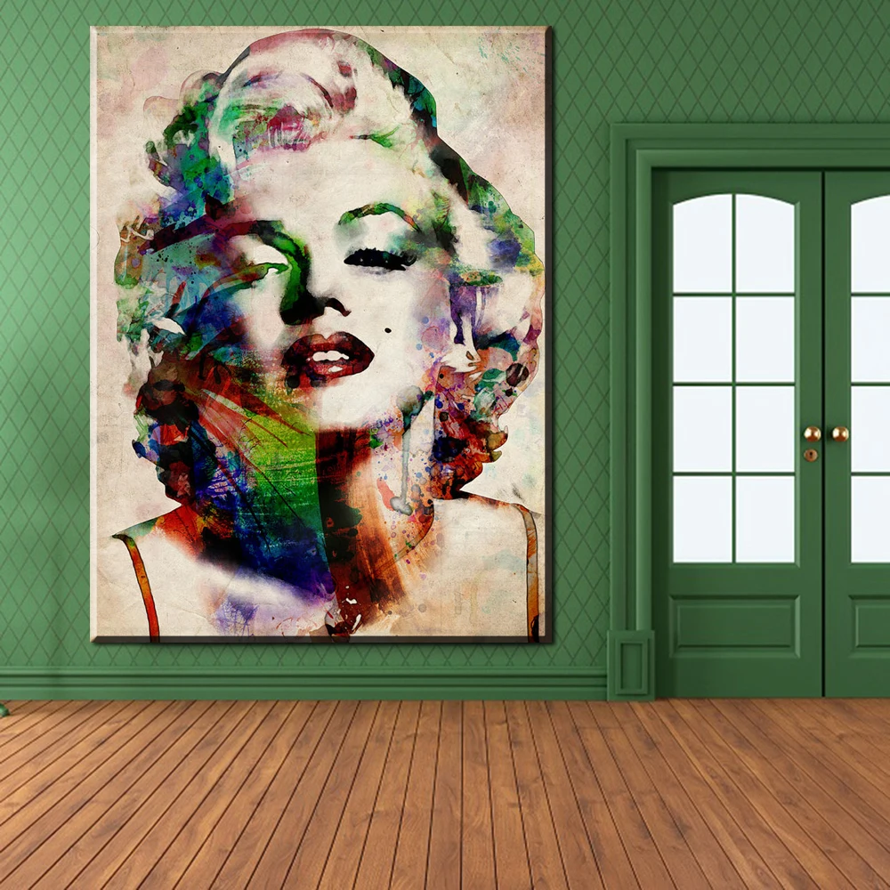 

xdr151 Color Marilyn Monroe Oil Painting Antique Room Water color prints Printed Poster Deco On Canvas
