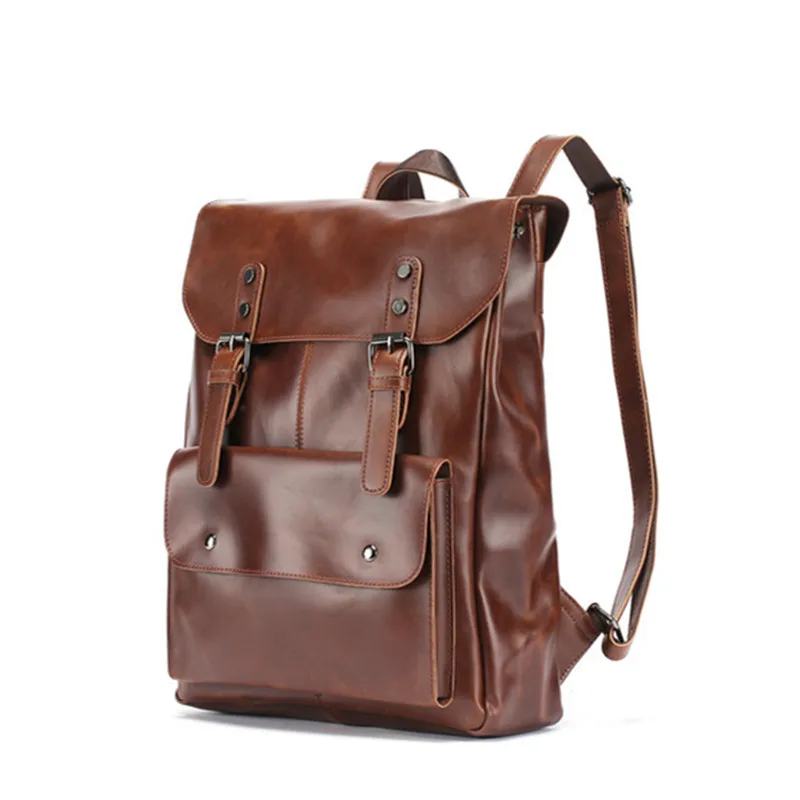

2019 Brand Designer Men Backpack Crazy horse Leather Laptop Backpacks male Casual School Bag for Teenager Students Travel bags