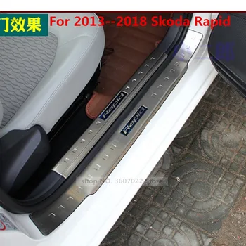 

Car styling High-quality Stainless Steel Door Sill Scuff Plate Trim Car Accessories For 2013--2018 Skoda Rapid