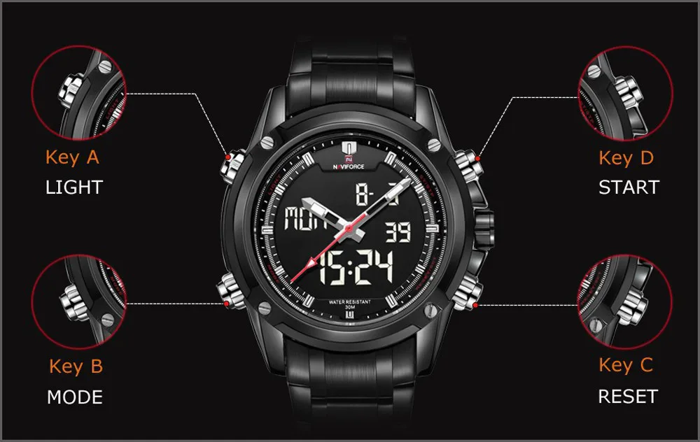 NAVIFORCE спортивные часы мужские кварцевые наручные часы военные часы для мужчин полностью стальные мужские часы Relogio masculino Reloj Hombre