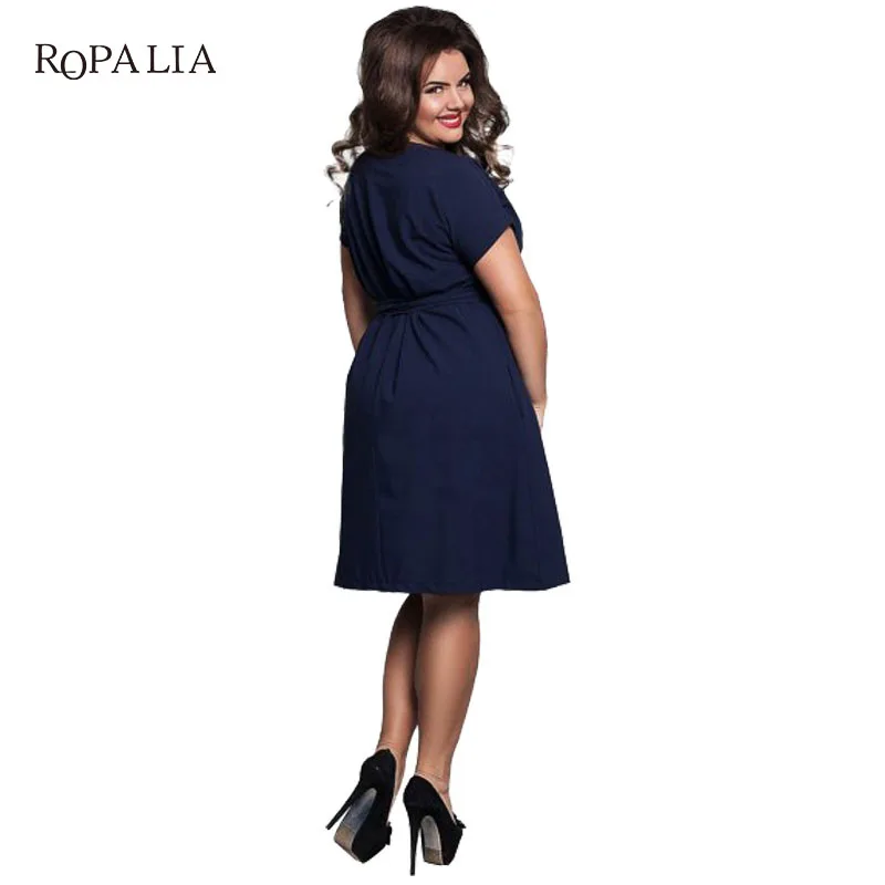 6XL Large Size 2017 Summer Dress Big Size Casual Office Dress Blue Red Green Straight Dresses Plus Size Women Clothing Vestidos Dresses