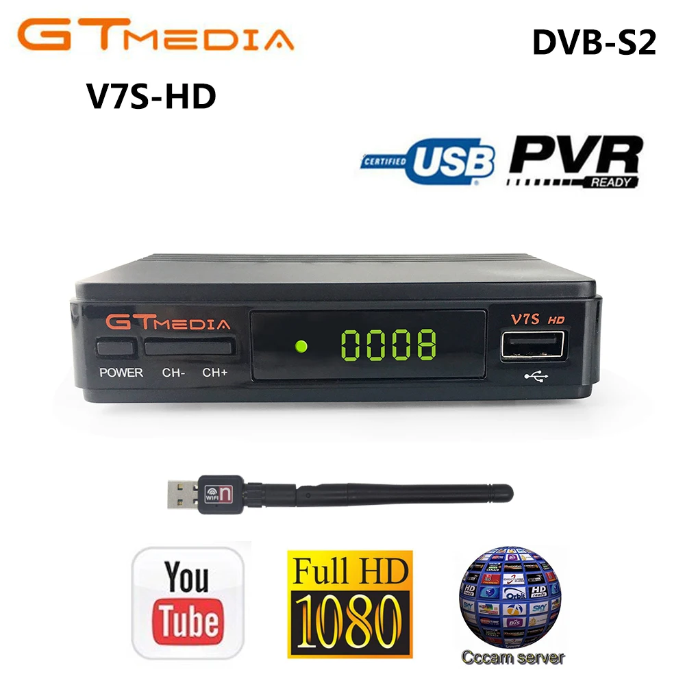 GTMEDIA V7S HD DVB S2 Satellite Receiver 1080P HD Receptor Support