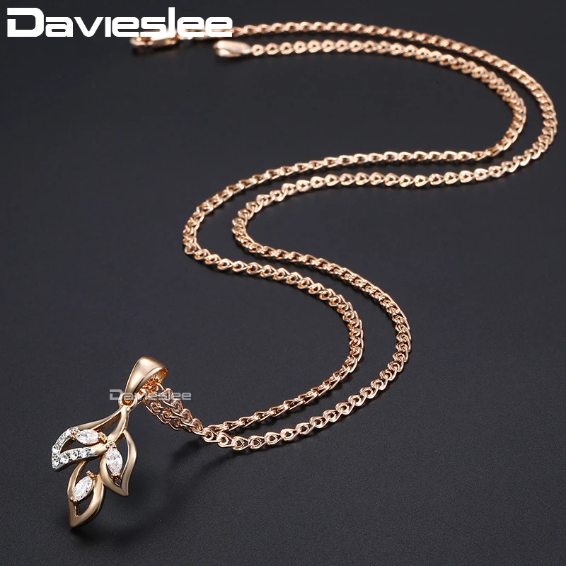 Davieslee, ожерелье с подвеской в виде Луны и звезды для женщин, 585, розовое золото, со змеиным звеном, женское ожерелье с цепочкой, модное ювелирное изделие LGP227