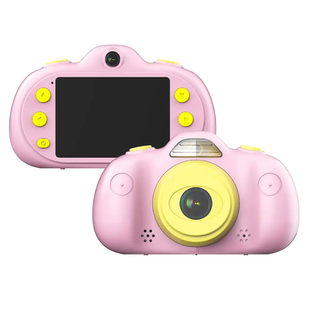 Hight Quality P8 Mini Children's Digital Camera HD 8MP DSLR Dual Lens Waterproof Camera With 2.4" TFT Screen Kids Toys - Цвет: Pink