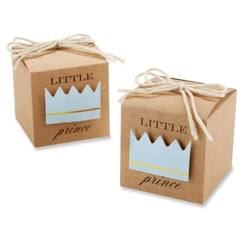 

50PCS Crown Prince / Princess Candy Boxes Baby Shower Kids Party Sweet Holder Birthday Reception Chocolate Package Table Decors