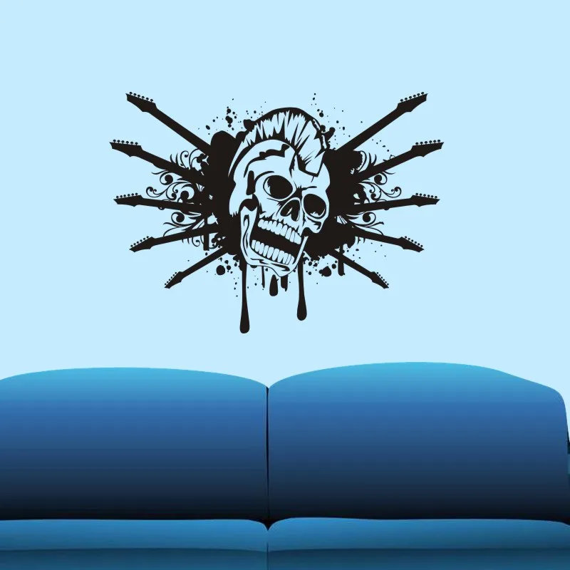 Guitar Skull Soldier Sticker Punk Death Decal Devil Name Car Art Wall Decals Decor Mural Music Rock | Дом и сад