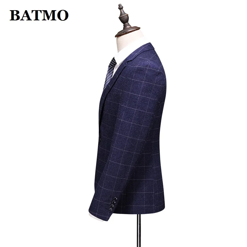 BATMO 2019 Новое поступление, высококачественные повседневные клетчатые костюмы для мужчин, мужские свадебные платья, большие размеры S-4XL 8658