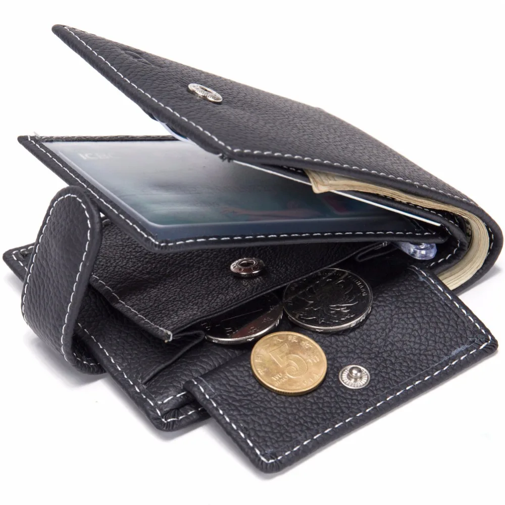 Wallet Men's soft leather wallet Functional men's wallets large capped