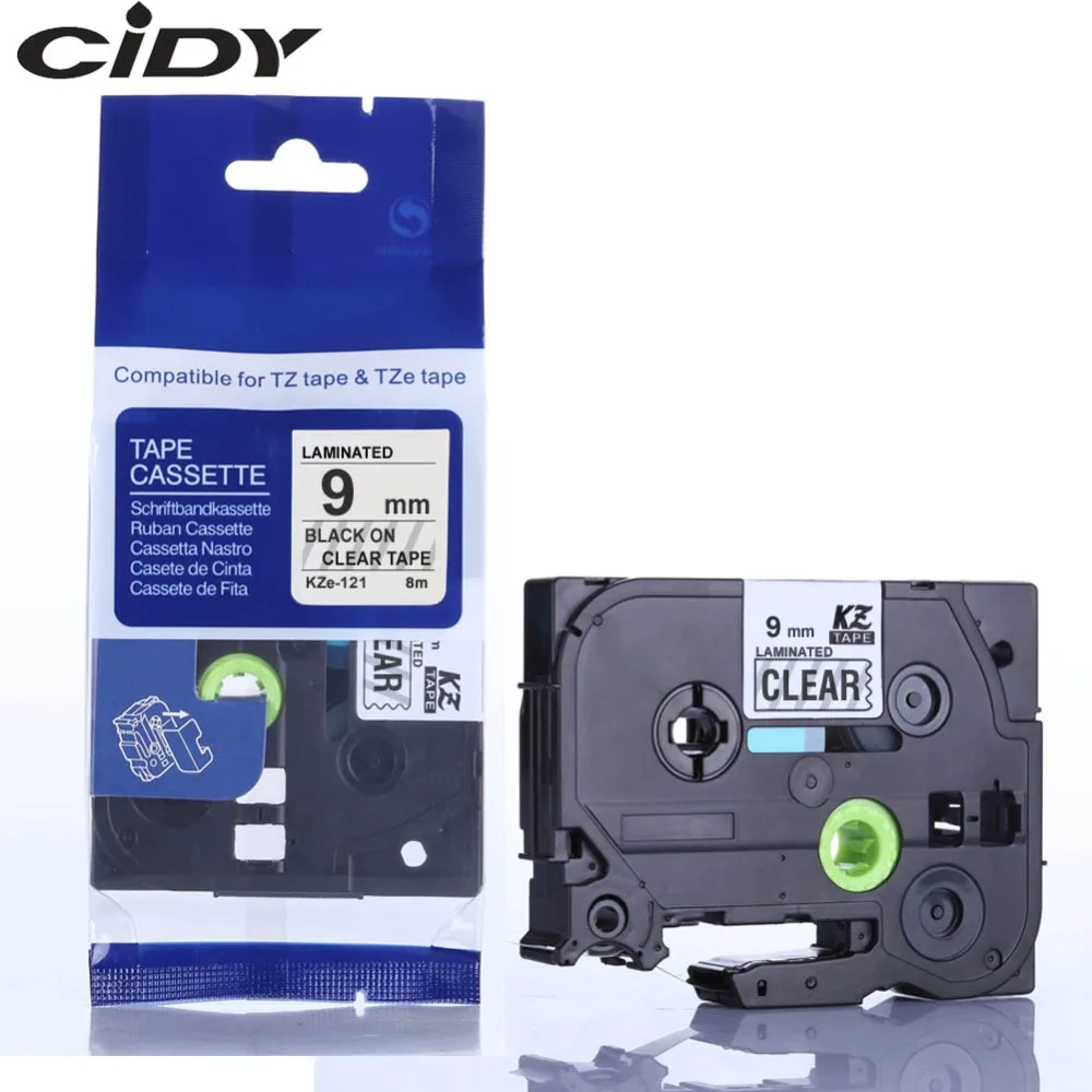 CIDY 2pcs 9mm Black on Clear TZ Tape TZe 121 TZe121 TZ121 TZe 121 For Brother P touch Label 