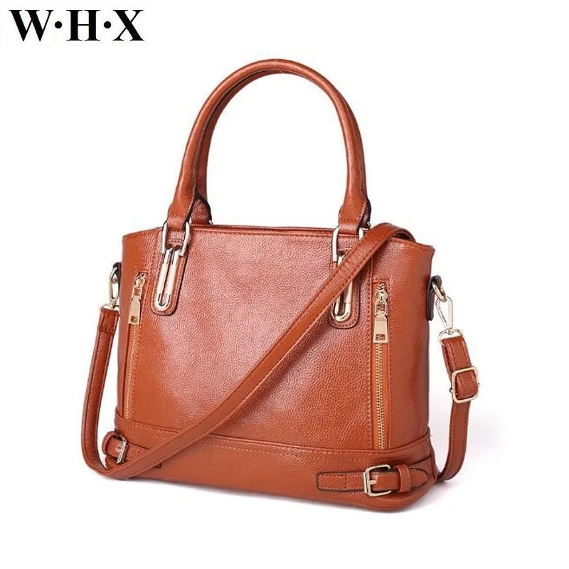

WHX Brand New Women Handbag PU Leather For Girls Messenger Bag Brown Purse Lady Totes Crossbody Female Shoulder Diaper Tote Bags