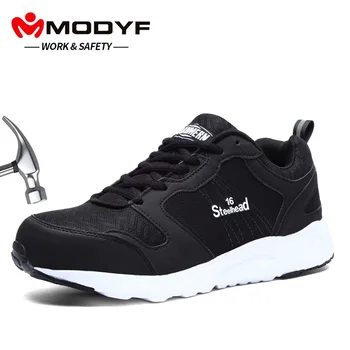 

MODYF Men's Steel Toe Work Safety Shoes Anti-smashing Anti-puncture Breathable Lightweight Construction Protective Footwear