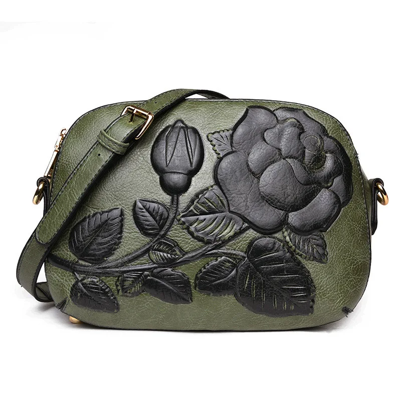Vintage Women Printing Handbag Travel Female PU Leather Shoulder Bags Ladies INS Casual Handle Bag Large Flower Crossbody SS7304 (20)