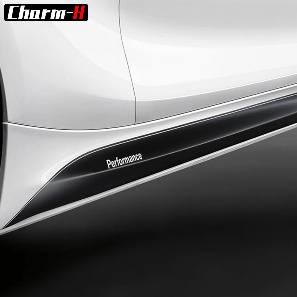 2X M Sport Performance Side Skirt Sills Stickers For BMW F30 F31 F32 F33 F15 F16 F10 F11 E90 E60 E61 G30 5D Carbon Fiber Decals