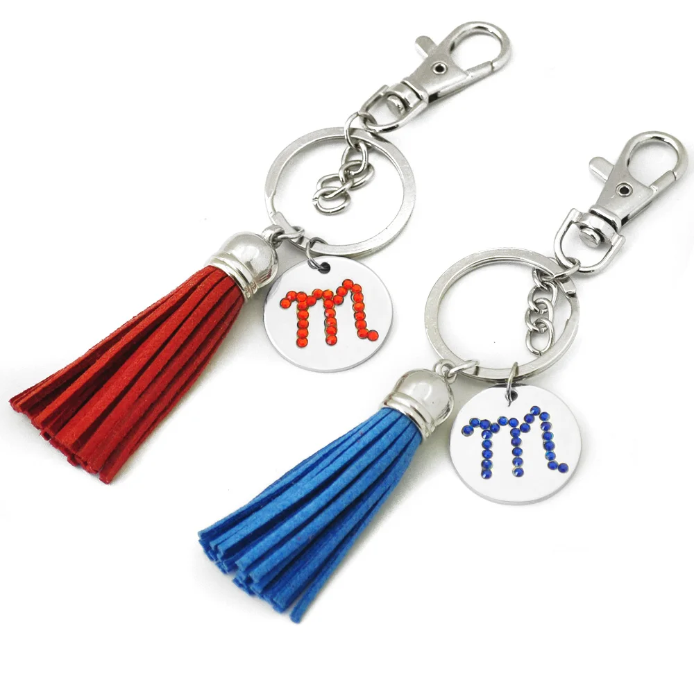 

Tassel Keychain,Letter Key Chain,Personalized Tassel Key Ring,Engraved Date Disc Keychain,Crystal Initial Keychain,Gift for her