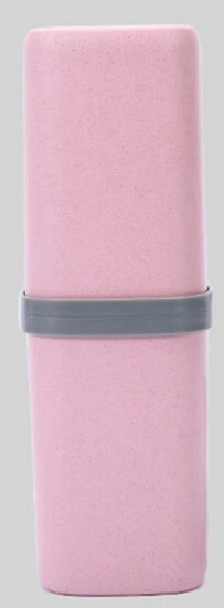 Большая емкость пшеничной соломы креативные Путешествия Портативный умывальник с шнурком зубная щетка держатель Зубная паста расческа портативный ящик для хранения - Цвет: Pink