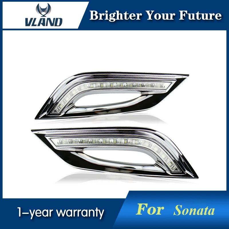 2Pcs White LED Daytime Running Fog Lights Lamp DRL For Hyundai Sonata 2011-2012 with Amber Turn Signal Light | Автомобили и