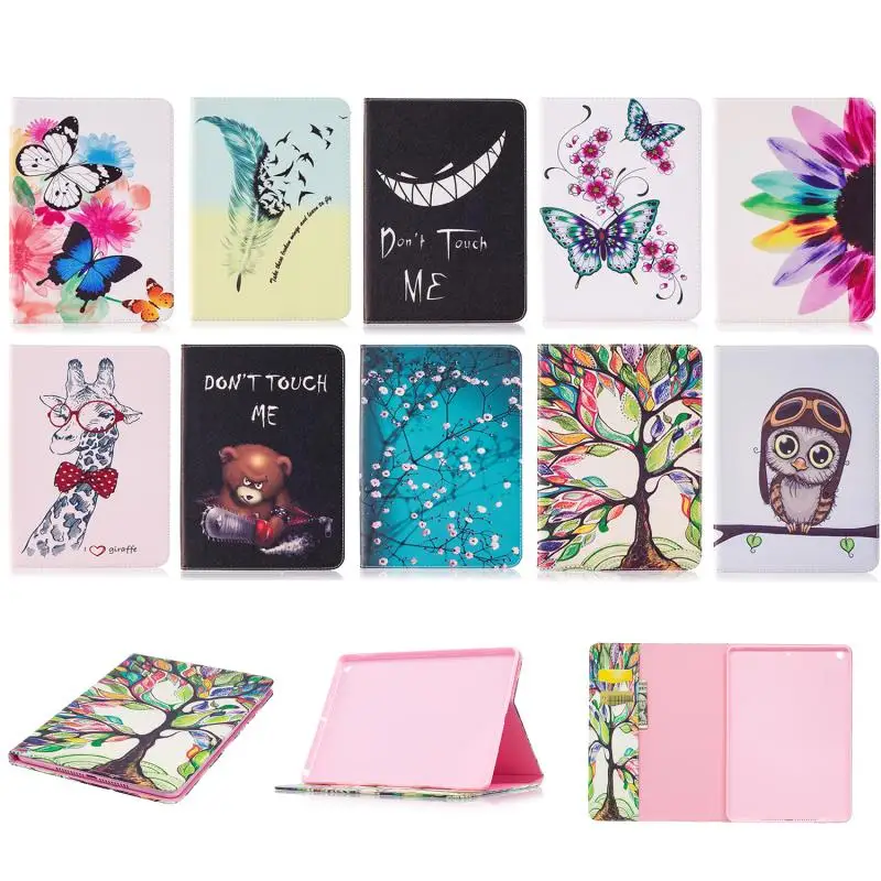 

Cover for New iPad 9.7" 2017 2018 Painted Tablet Case Cover Stand Holder Cute PU Leather Wallet Case Card Slot Case Coque Etui