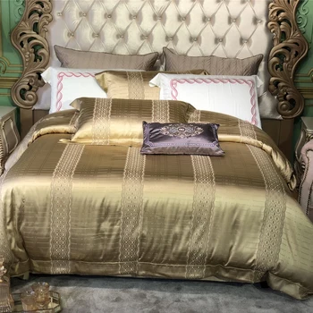 

Luxury red grey jacquard silk satin bed set bedding sets 4pcs queen king size bed sheet set,bed set bed linen pillowcases