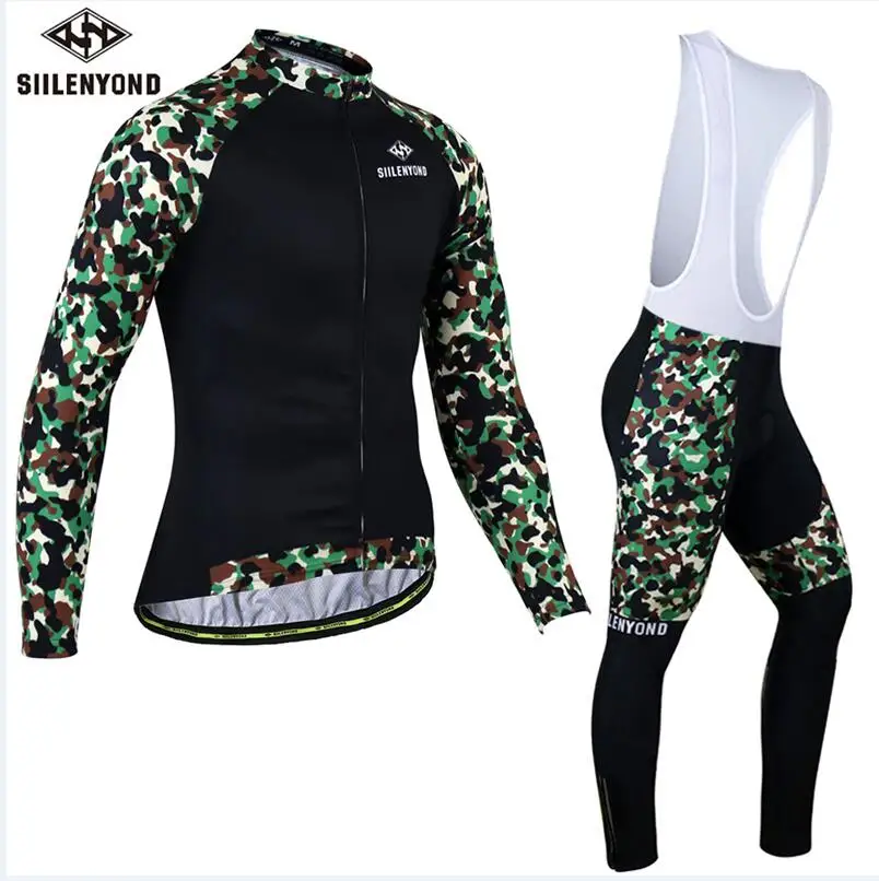 SIILENYOND, Мужская одежда для велоспорта с длинным рукавом, Ropa Ciclismo Hombre, зимний теплый флисовый комплект для велоспорта, Джерси, комбинезон - Цвет: CBJ-BT-S2701