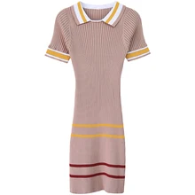 women’s girl’s oversize plus size spring summer runway fashion high quality rayon knitted striped stretch shirt dress