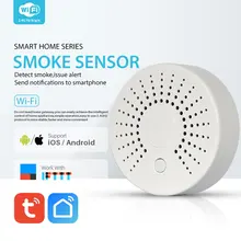 Best Offers Smart Wifi Fire Smoke Temperature Sensor Wireless Smoke Temperature Detector Automation Home Security Alarm System Smart life