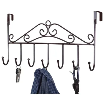 

5/7 Hooks Rack Over The Door Coat Towel Clothes Hat Bag Iron Hanger