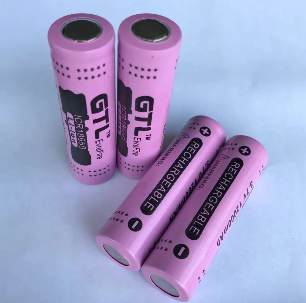 4 шт. 18650 перезаряжаемая батарея ICR18650 3,7 V 12000 mah 18650 литиевая аккумуляторная батарея большой емкости - Цвет: 4pc pink 18650