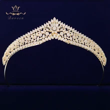 Bavoen Высокое качество корейские Сверкающие Золотые тиары для невесты короны полный Циркон Кристалл ободки для волос Свадебные аксессуары для волос невесты