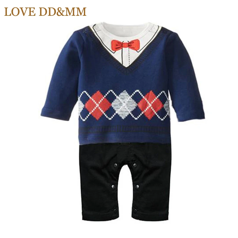 LOVE DD& MM; комбинезоны для новорожденных; одежда для маленьких мальчиков с галстуком-бабочкой; цельнокроеный Комбинезон для маленьких джентльменов