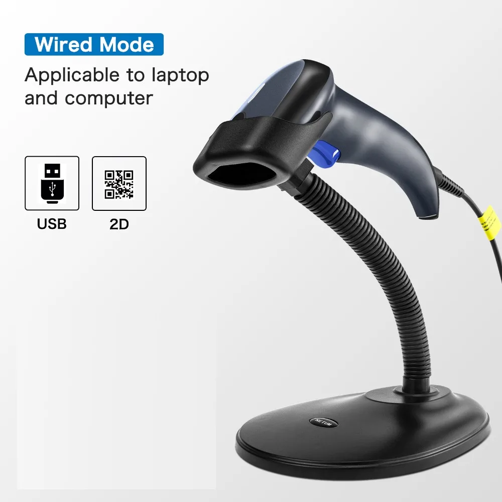 NETUM السلكية 2D QR الباركود ماسحة USB المحمولة التلقائي احادي الباركود قارئ/تصوير (QR ، PDF417 ، مصفوفة البيانات) NT-W5
