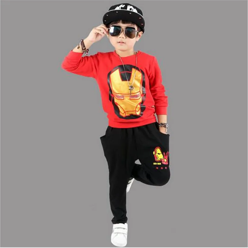 

2017 Fashion Boys Spring Autumn Children's Clothing Sets Iron Man Print Top And Harem Pants 2 Piece Sets Kids Casual Sport Suits