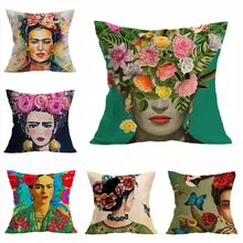 

Frida Kahlo Oil Painting Cushion Cover Painter Throw Pillow Case Chair pillows for Sofa Home Decor Pillowcase Flower Cushion