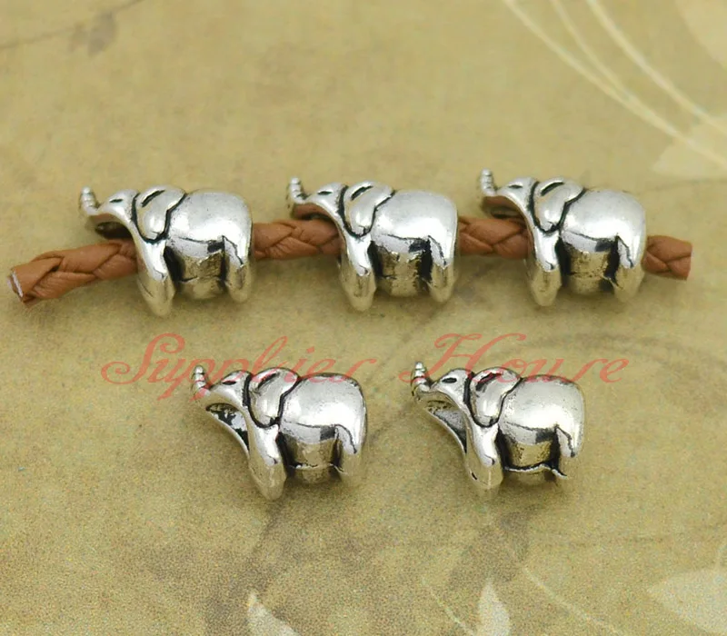 50pcs/lot 15X11X9mm, Elephant beads Charms, Antique silver elephant