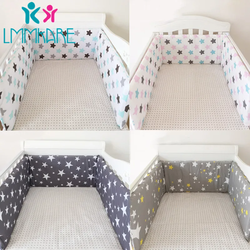 Kopen Hot Baby Bed Wieg Bumper U vormige Afneembare Rits Katoen Pasgeboren Bumpers Baby Veilig Hek Lijn bebe Cot Protector unisex 1.8m