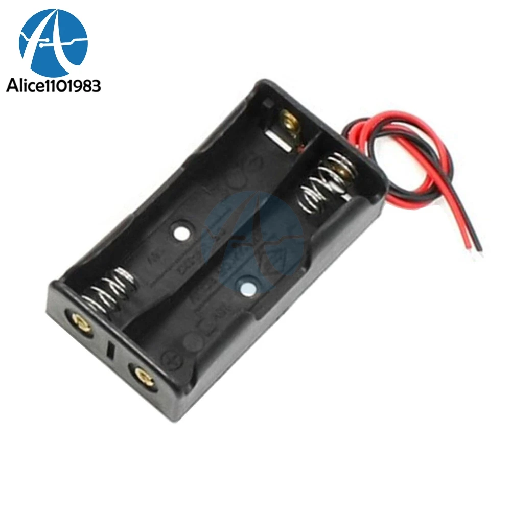 

5PCS Plastic Battery Case Storage Box Holder with Wire Leads for 2 X AA 3.0V 2AA