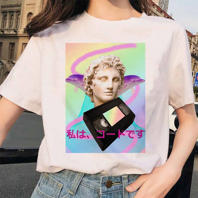 Vaporwave рубашки ulzzang Grunge Tumblr графическая Футболка harajuku Эстетическая Винтажная футболка корейский стиль 90s одежда футболка