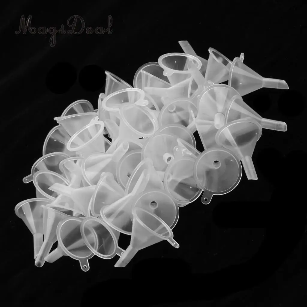 Bulk Lot of 50pcs Transparent Plastic Mini Funnels For Filling Small Essential Oils Bottle Container Flask Funnel