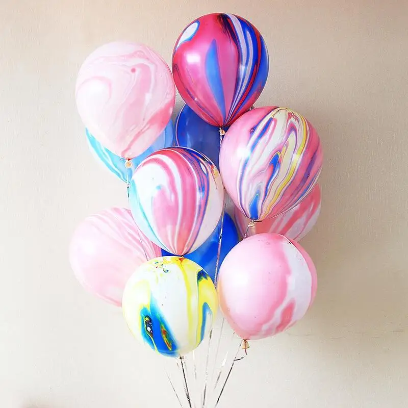 

3.2g Wedding Decoration Agate Marble Balloons 10Pcs Colorful Latex air baloes for Baby Shower Birthday Party Decor Supplies