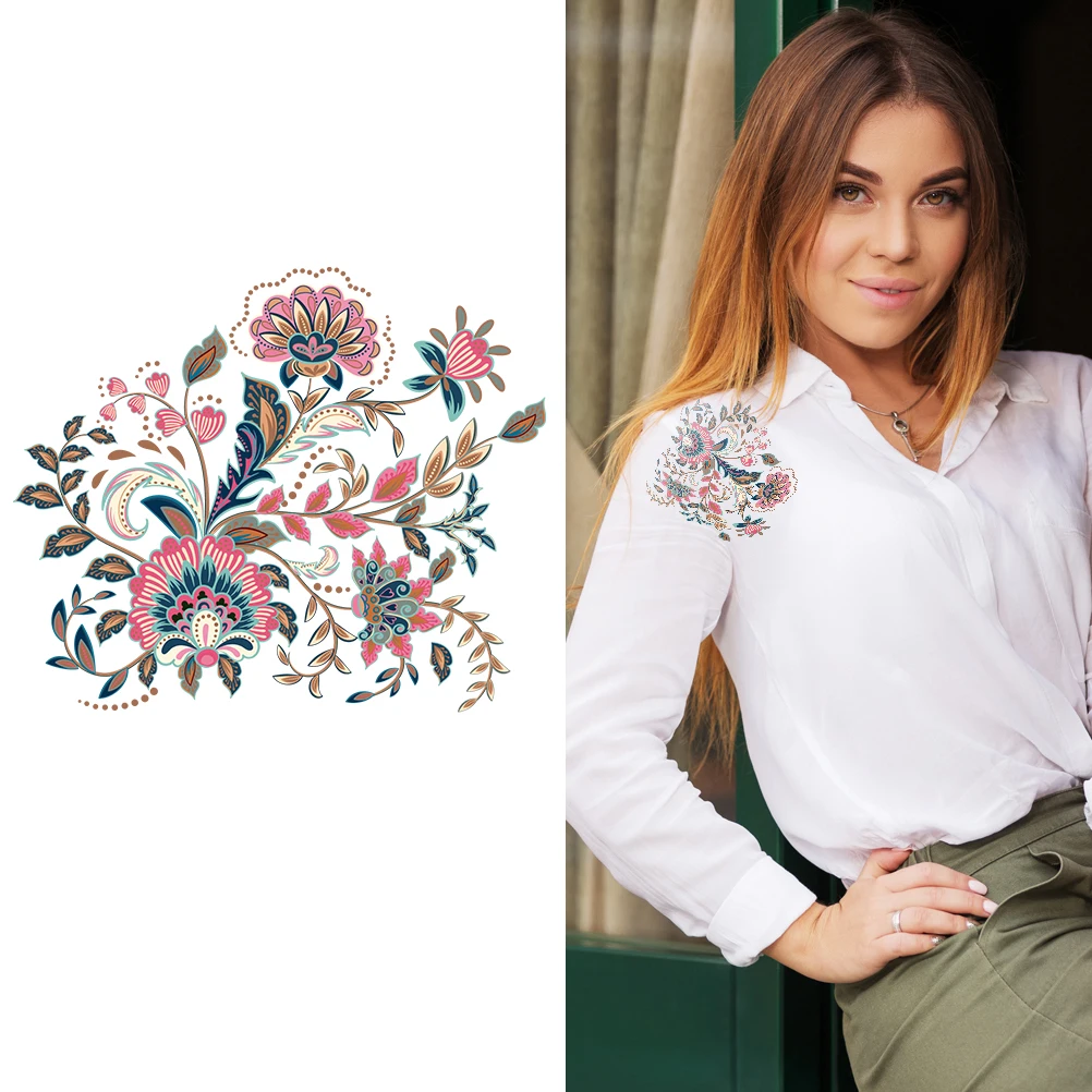 

Heat Transfer Iron on Stickers Ins Flowers Pattern Patches for Clothes T-shirt Hat Appliques DIY Accessory A-level Washable