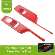 Chrome Silver Blue Red ABS Car Window Lift Button Trim Cover Frame Shift Panel Trim For Chevrolet Camaro 2017 +