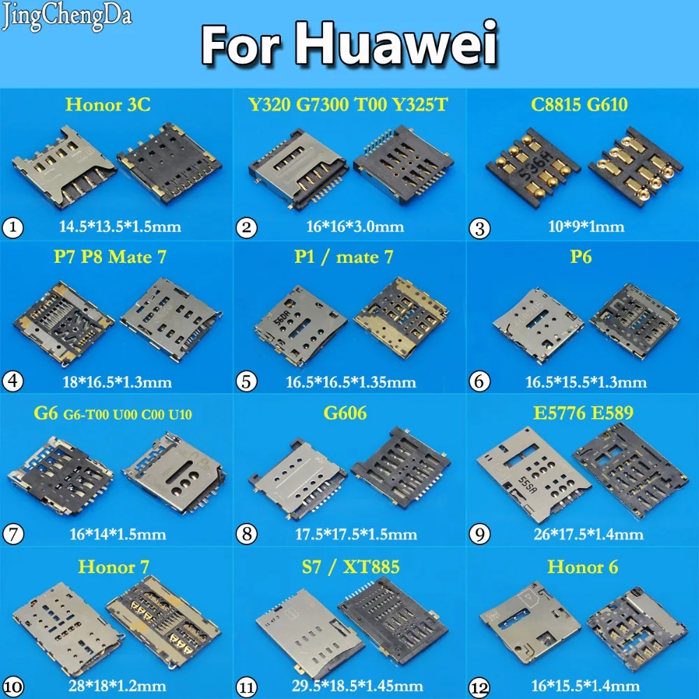 

JCD Replacement Parts New Socket For Huawei mate7 P6 P7 P8 Honor 6 honor7 Honor 3C G6 S7 Sim Card Reader Holder Tray