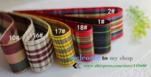 Free shipping,25mm width, 1″ (inch) woven edge gingham ribbon styles polyester scottish tartan, gift packing ribbon