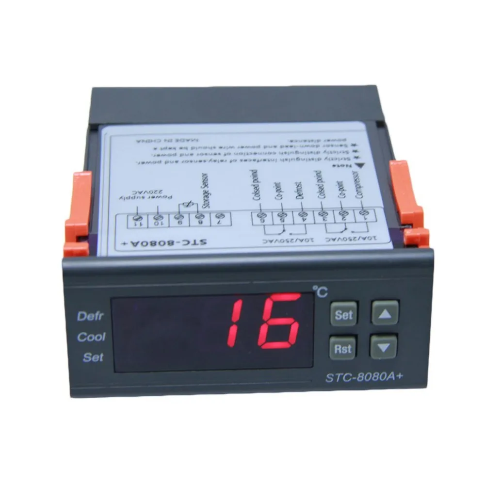 STC-8080A температура охлаждения контроллер автоматический выбор времени размораживания Интеллектуальные термостат сигнализации Функция 12 V