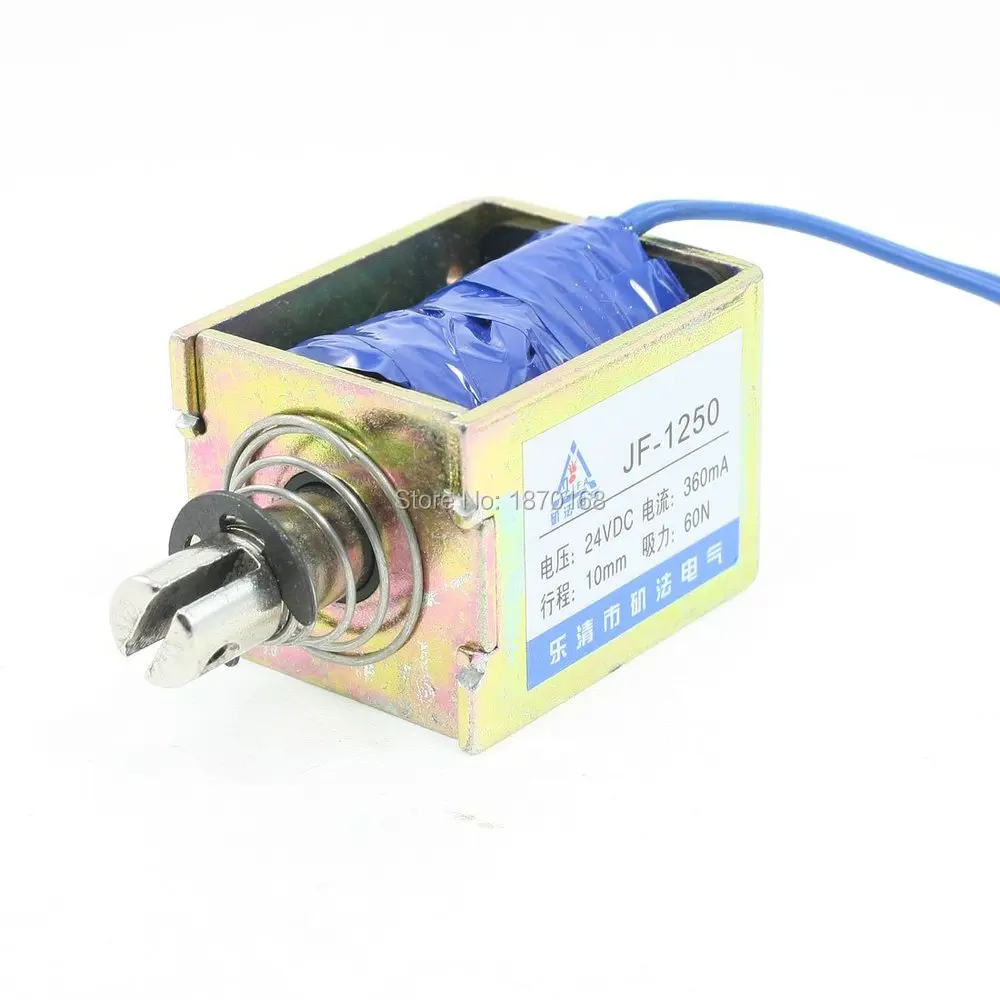 

JF-1250B DC 24 V 360mA jenis Push Pull bingkai terbuka basah-katup Solenoid elektromagnet, 10 mm 60N 13
