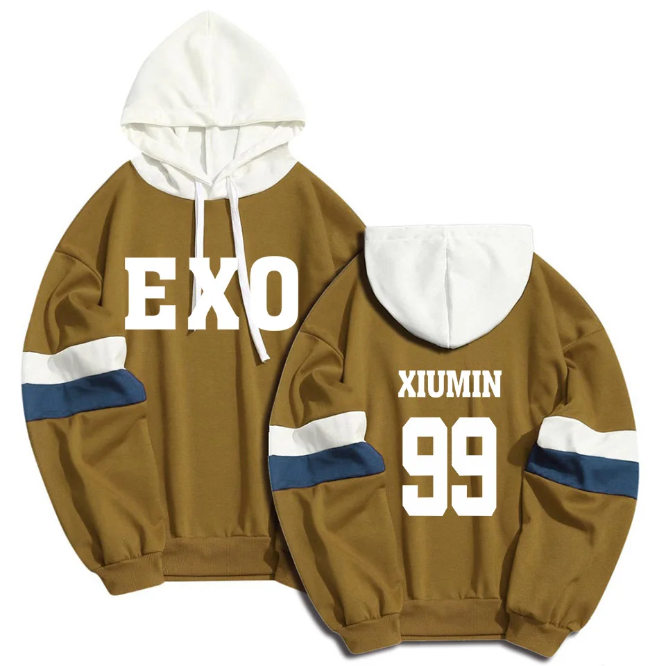color27 99 Kpop EXO, толстовки, Толстовка для мужчин и женщин, уличная одежда, пэчворк, K-pop, для девушек, XIUMIN LUHAN CHANYEOL, с именем члена, пуловер, толстовки - Цвет: color27 99