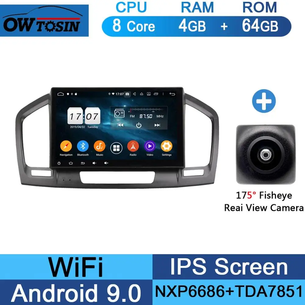 10," 8 Core 4G+ 64G Android 9,0 Автомобильный DVD плеер для Opel Vauxhall Opel Insignia 2008 2009 2010 2011 2012 2013 gps Navi Радио попугай BT - Цвет: 64G Fisheye Camera
