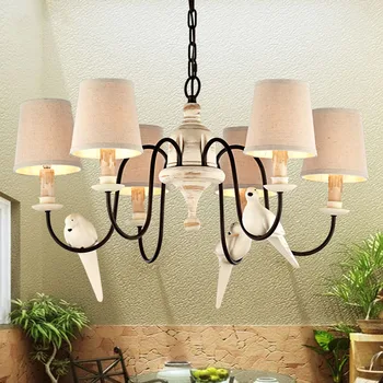 

Beautiful and simple Country Pastoral birds pendant lights Resin Birds Mediterranean lamp suspension lamp Home Lighting Haomer