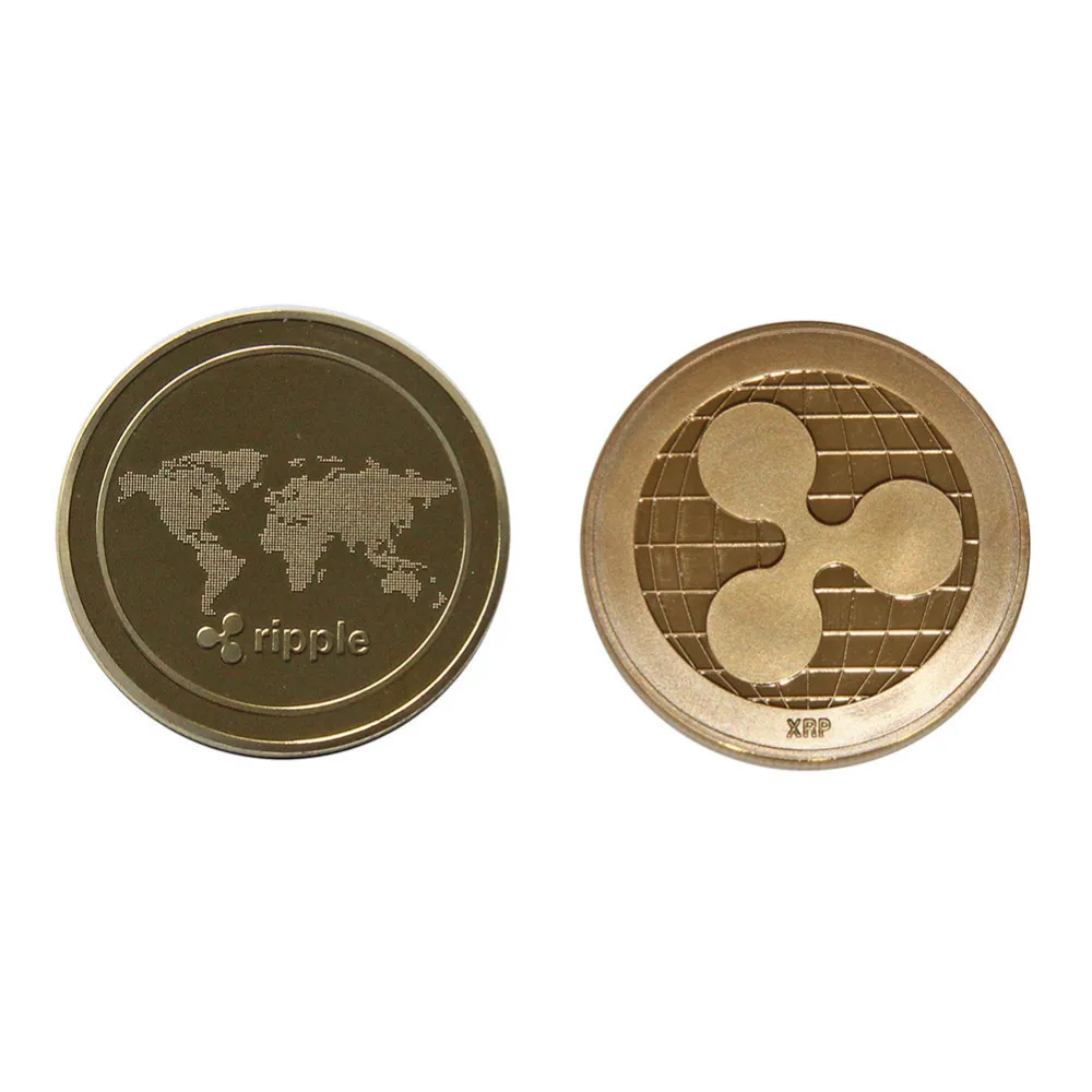 Cryptocurrency Ripple Coin Commemorative Round XRP Ripple Crypto Currency Plated Coin Collectible BitCoin Art Collection Gif